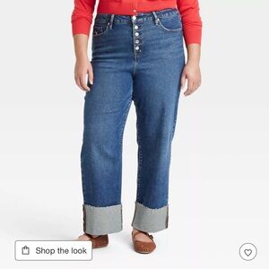 Women's High-Rise Cuffed Straight Jeans - Ava & Viv